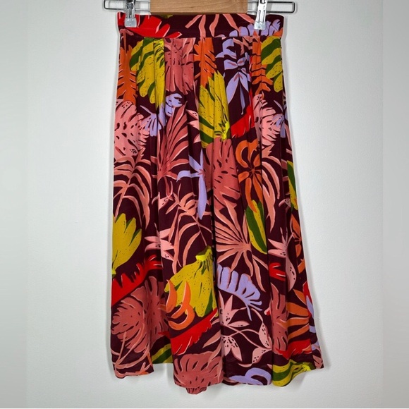 Gorman Banana Jungle 100% Silk Colourful Midi Skirt - Picture 2 of 3